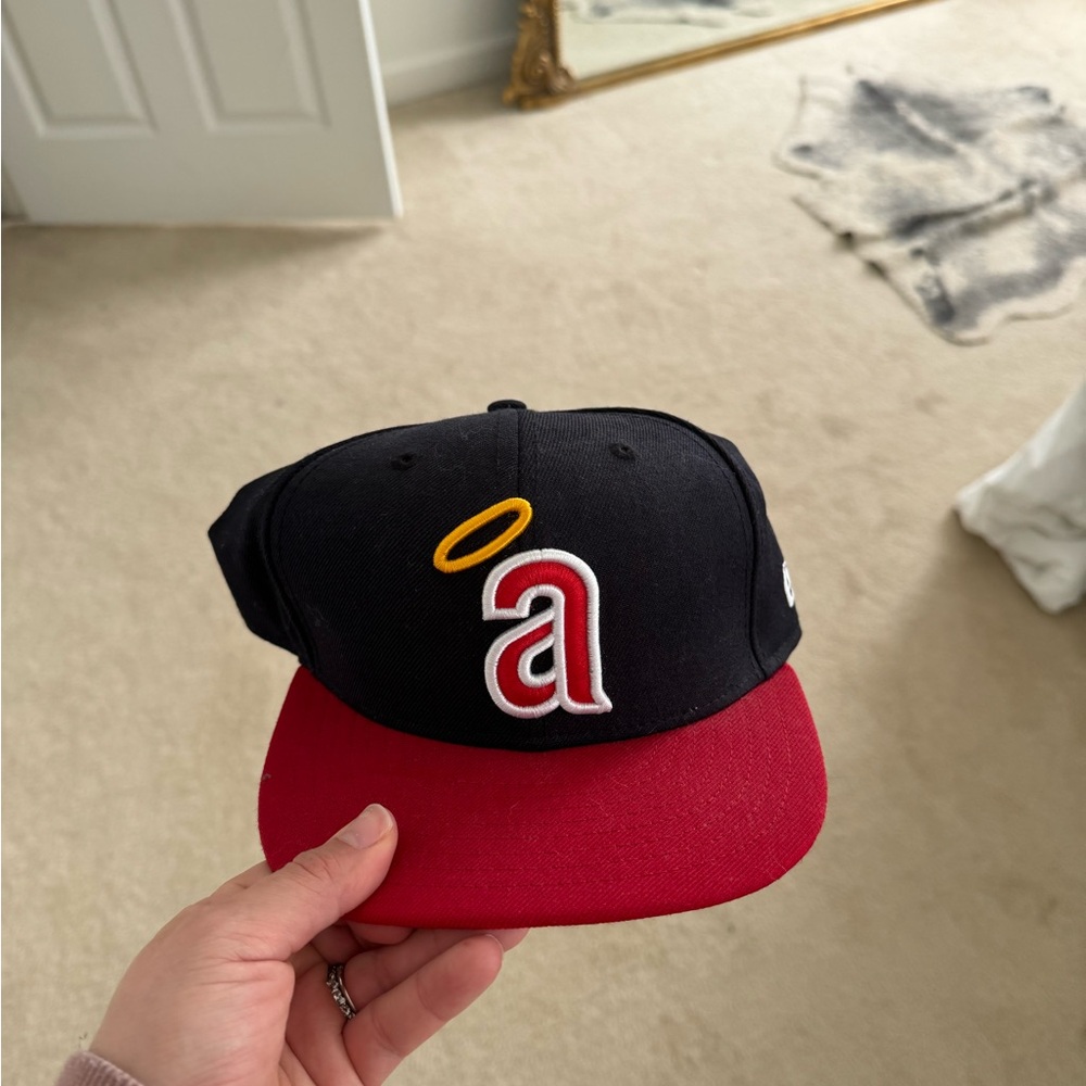 Men's Los Angeles Angels Navy/Red Authentic Collection 59FIFTY Fitted Hat
